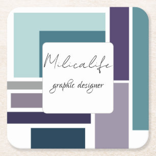 Abstract forms, social media square paper coaster