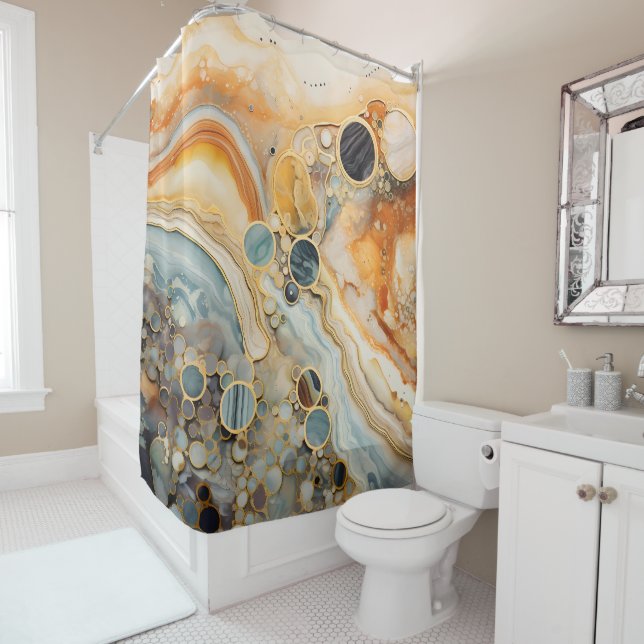 Abstract Fossil Shower Curtain (In Situ)