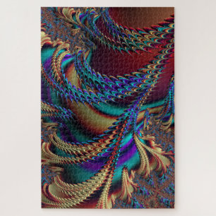 Abstract  Fractal Alien Landscape in Technicolor Jigsaw Puzzle