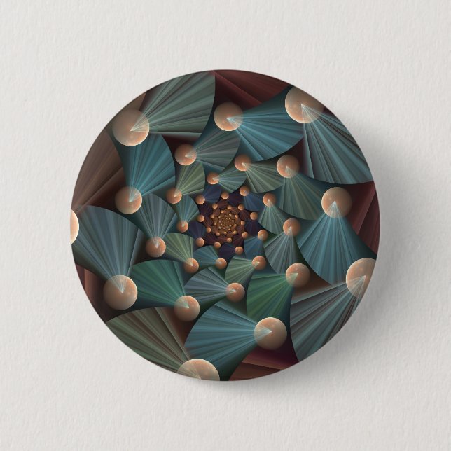 Abstract Fractal Art With Depth Brown Slate Blue 2 Inch Round Button (Front)