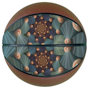 Abstract Fractal Art With Depth Brown Slate Blue Basketball
