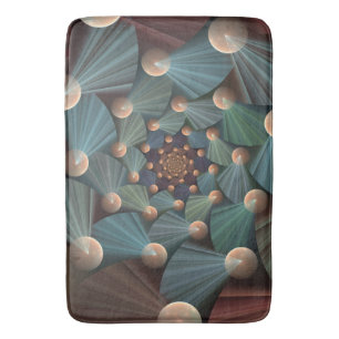 Abstract Fractal Art With Depth Brown Slate Blue Bath Mat