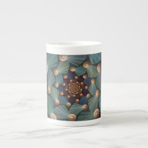Abstract Fractal Art With Depth Brown Slate Blue Bone China Mug