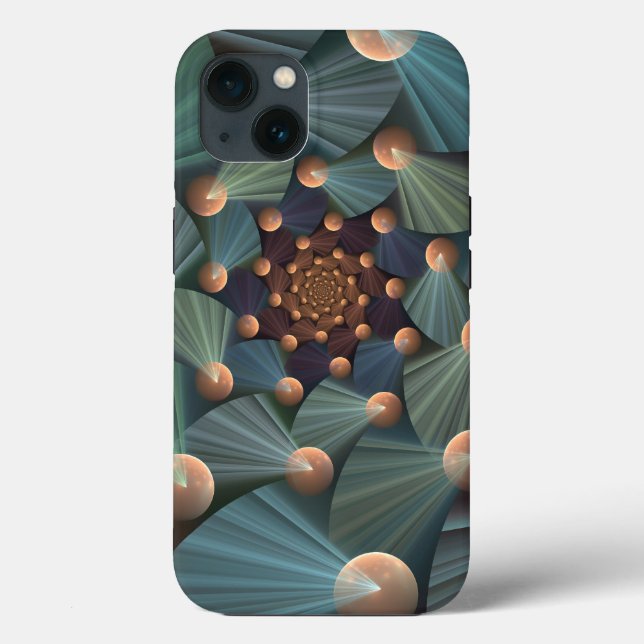 Abstract Fractal Art With Depth Brown Slate Blue Case-Mate iPhone Case (Back)