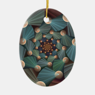 Abstract Fractal Art With Depth Brown Slate Blue Ceramic Ornament