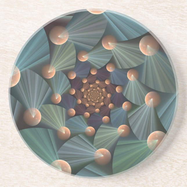 Abstract Fractal Art With Depth Brown Slate Blue Coaster (Front)