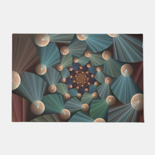 Abstract Fractal Art With Depth Brown Slate Blue Doormat