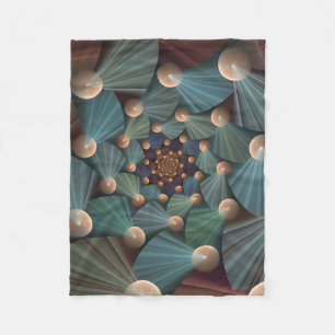 Abstract Fractal Art With Depth Brown Slate Blue Fleece Blanket
