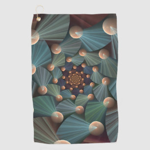 Abstract Fractal Art With Depth Brown Slate Blue Golf Towel