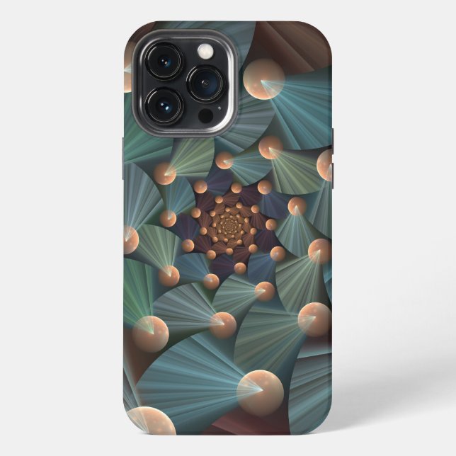 Abstract Fractal Art With Depth Brown Slate Blue iPhone Case (Back)