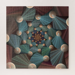 Abstract Fractal Art With Depth Brown Slate Blue Jigsaw Puzzle