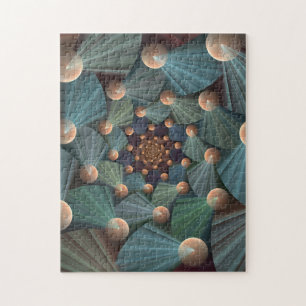 Abstract Fractal Art With Depth Brown Slate Blue Jigsaw Puzzle