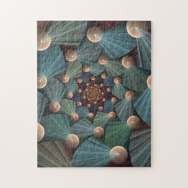 Abstract Fractal Art With Depth Brown Slate Blue Jigsaw Puzzle (Vertical)