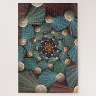 Abstract Fractal Art With Depth Brown Slate Blue Jigsaw Puzzle