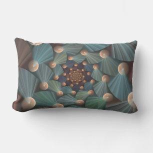 Abstract Fractal Art With Depth Brown Slate Blue Lumbar Pillow