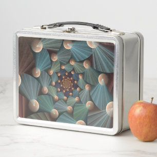 Abstract Fractal Art With Depth Brown Slate Blue Metal Lunch Box
