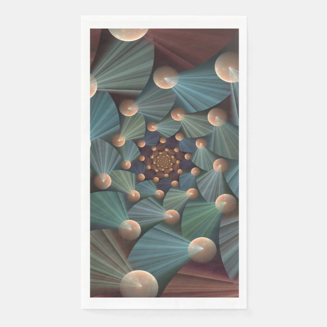 Abstract Fractal Art With Depth Brown Slate Blue Napkin (Front)