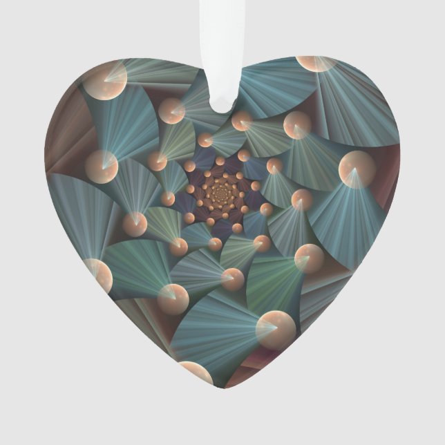 Abstract Fractal Art With Depth Brown Slate Blue Ornament (Front)