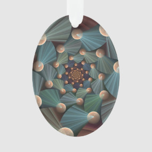 Abstract Fractal Art With Depth Brown Slate Blue Ornament