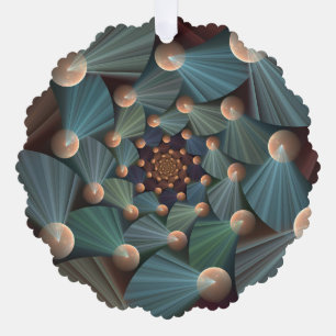 Abstract Fractal Art With Depth Brown Slate Blue Ornament Card