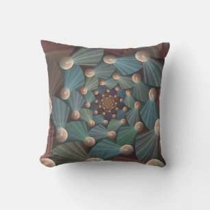 Abstract Fractal Art With Depth Brown Slate Blue Outdoor Pillow