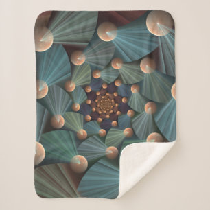 Abstract Fractal Art With Depth Brown Slate Blue Sherpa Blanket