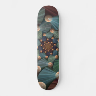 Abstract Fractal Art With Depth Brown Slate Blue Skateboard