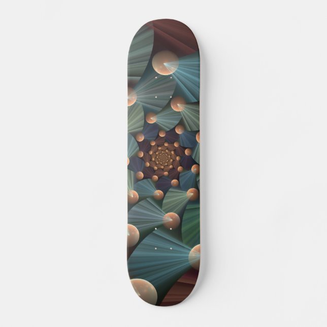 Abstract Fractal Art With Depth Brown Slate Blue Skateboard (Front)