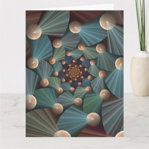 Abstract Fractal Art With Depth Brown Slate Blue Thank You Card