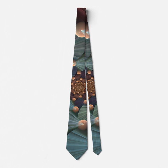 Abstract Fractal Art With Depth Brown Slate Blue Tie (Front)