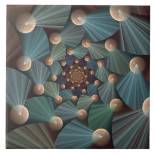 Abstract Fractal Art With Depth Brown Slate Blue Tile