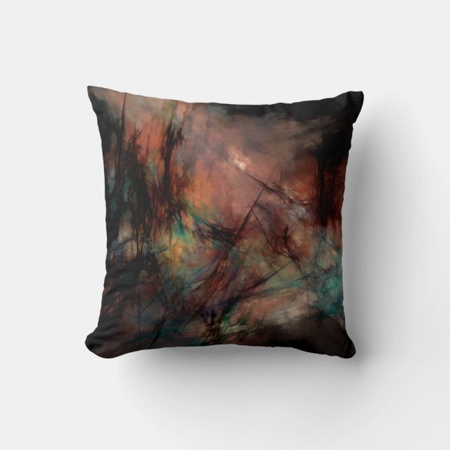 Abstract fractal digital throw pillow (Front)