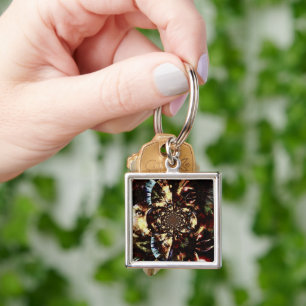 Abstract fractal faces keychain