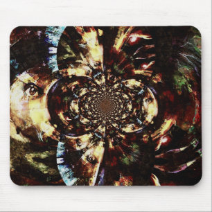 Abstract fractal faces mouse pad