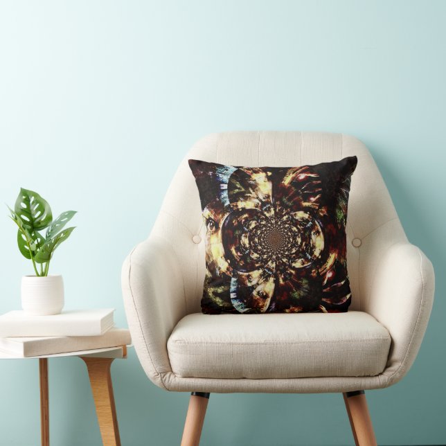 Abstract fractal faces throw pillow (Chair)