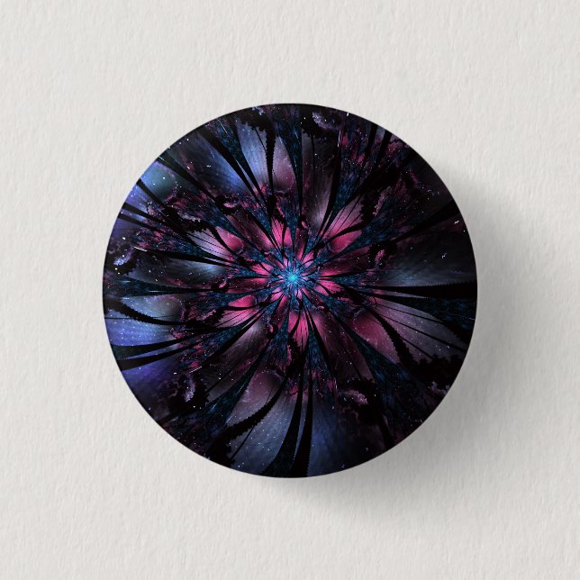 Abstract fractal flower design.  1 inch round button (Front)