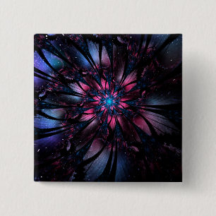 Abstract fractal flower design. 2 inch square button