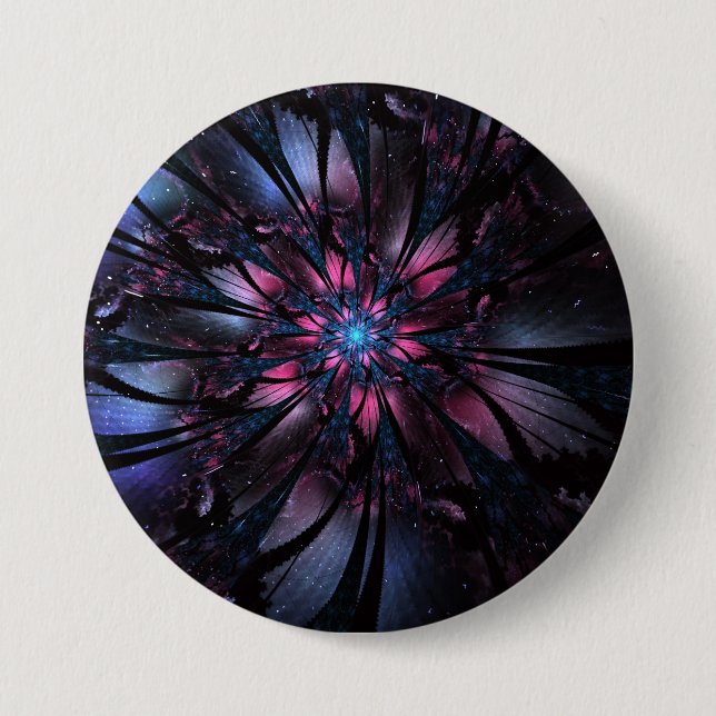 Abstract fractal flower design. 3 inch round button (Front)