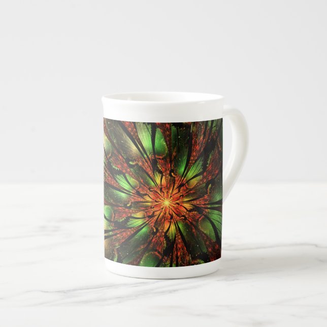 Abstract fractal flower design.   bone china mug (Front Right)