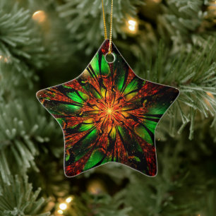 Abstract fractal flower design. ceramic ornament