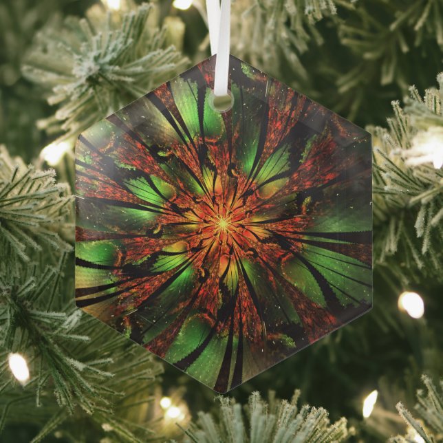 Abstract fractal flower design.   glass ornament (Insitu)