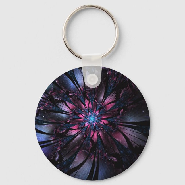 Abstract fractal flower design.  keychain (Front)