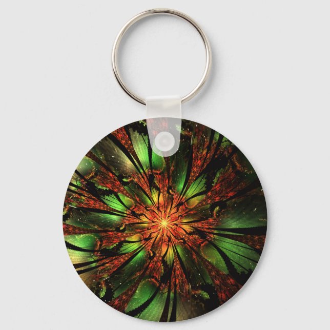 Abstract fractal flower design. keychain (Front)