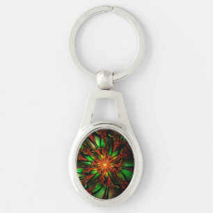 Abstract fractal flower design keychain