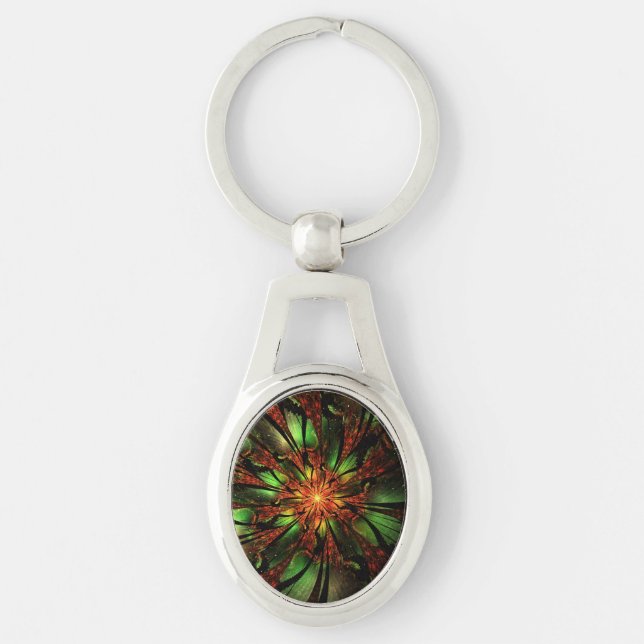 Abstract fractal flower design keychain (Front)