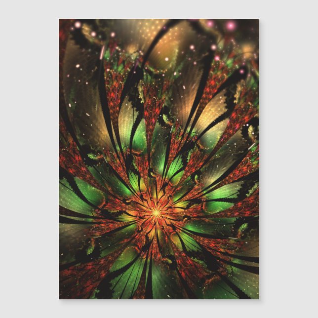 Abstract fractal flower design. magnetic invitation (Front)
