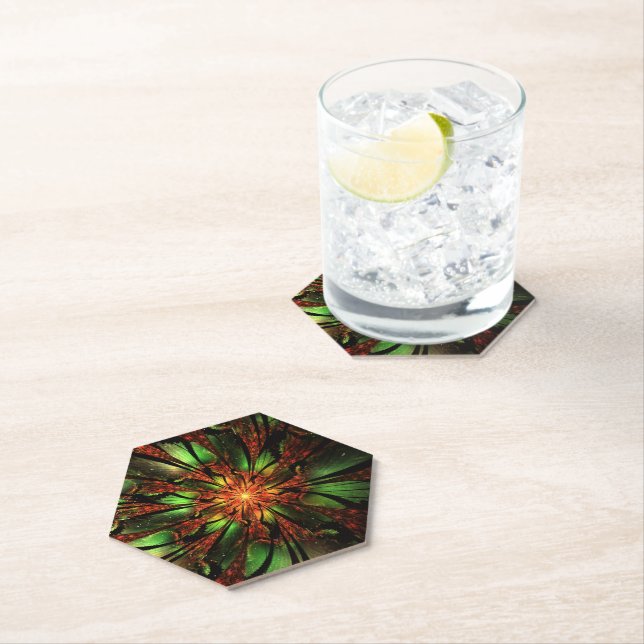 Abstract fractal flower design.  paper coaster (Insitu)