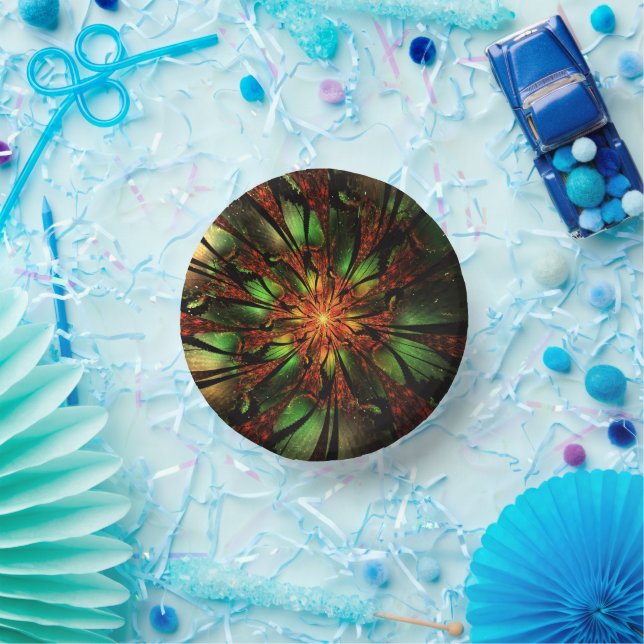 Abstract fractal flower design.   paper plate (Party)