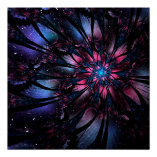 Abstract fractal flower design.   poster