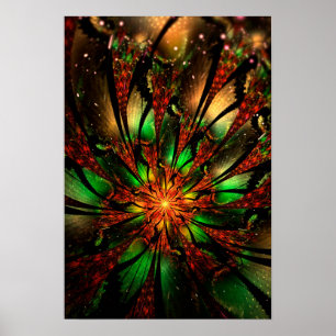 Abstract fractal flower design.  poster